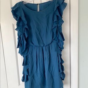 Tibi Silk Ruffle Royal Blue Dress - Size 0